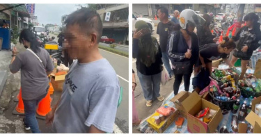 老闆娘弟弟返回店面整理遺留商品，盼將剩餘物資出清，不少老顧客得知消息後自發排隊購買商品，以實際行動表達支持。（圖／翻攝自中天新聞）