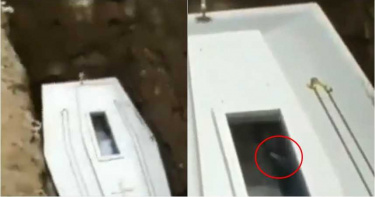 有片/棺材下葬前一刻…死者「突揮手」撫窗 網驚:生人活埋?