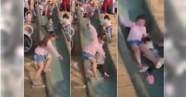 女童跳溜滑梯重壓3歲娃 網友怒批:沒家教