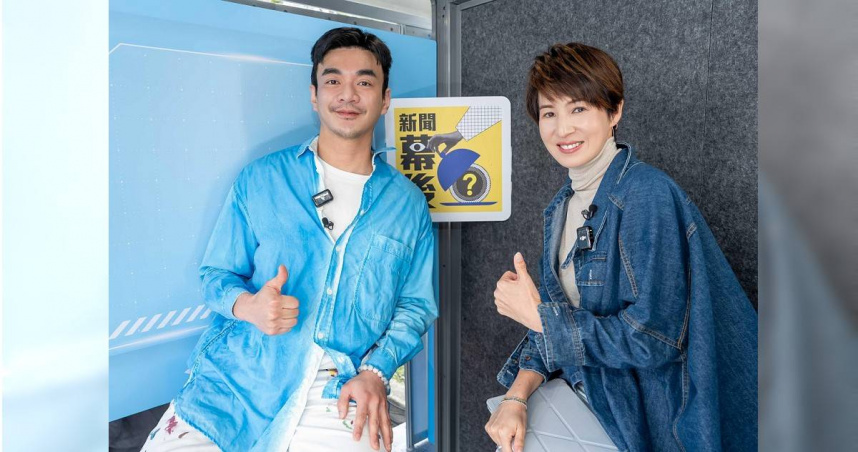 夏嘉璐（右）邀請公關部總監戴天易分享台灣影視產業變遷。（圖／TVBS提供）