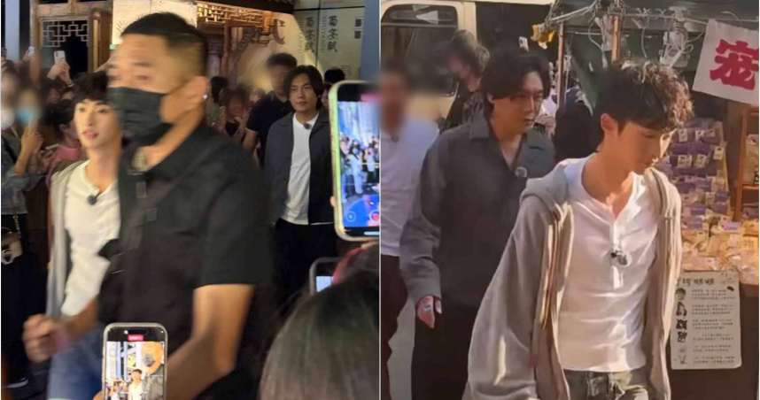 庾恩利跟繼父秦昊在成都街頭被拍同框，兩人是錄製秦昊的真人秀《快樂趣吹風》。（圖／翻攝自網路）