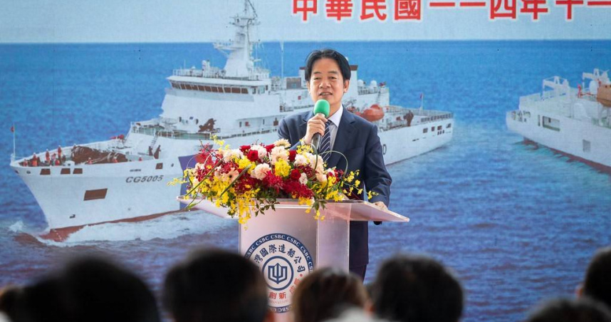 總統賴清德今日出席「嘉義級巡防艦第四艘台北艦成軍暨高緯度遠洋巡護船命名下水典禮」。（圖／總統府提供）