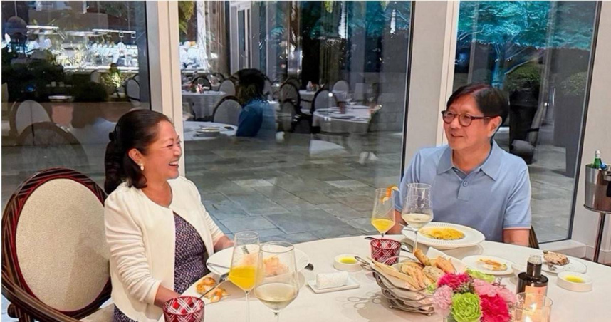 小馬可仕與第一夫人外出用餐並公開照片，在健康與「神隱」傳聞延燒之際，被解讀為對外界疑慮的回應。（圖／翻攝自臉書，Bongbong Marcos﻿）
