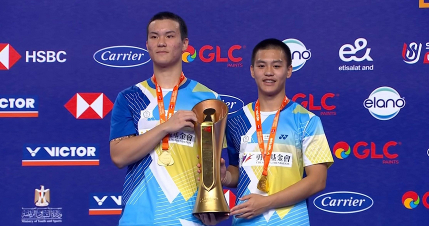 陳秉軒（左）、李威霆奪世青男雙首金。（圖／翻攝X／@BadmintonTalk）
