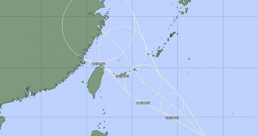熱帶擾動97W持續發展，有機會在24小時內生成颱風范斯高。（圖／翻攝自台灣颱風論壇─天氣特急臉書）
