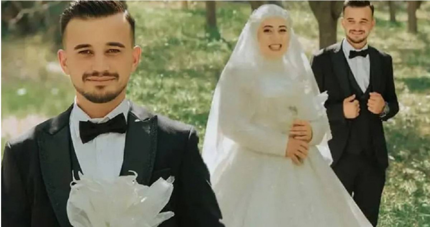 新郎卡拉賈（Ali Karaca）與新娘貝亞茲特（Beyzanur Beyazıt）。（圖／翻攝自《國民日報》）