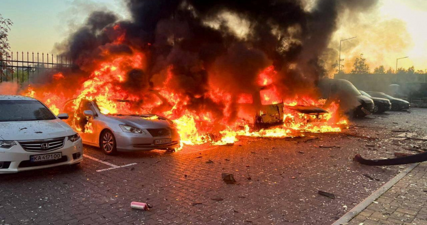 俄羅斯飛彈攻擊基輔。（圖／達志／路透社）