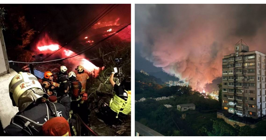 新北新店晚間驚傳火警，鐵皮屋陷入火海，消防人員急赴現場搶救。（圖／報系資料照）