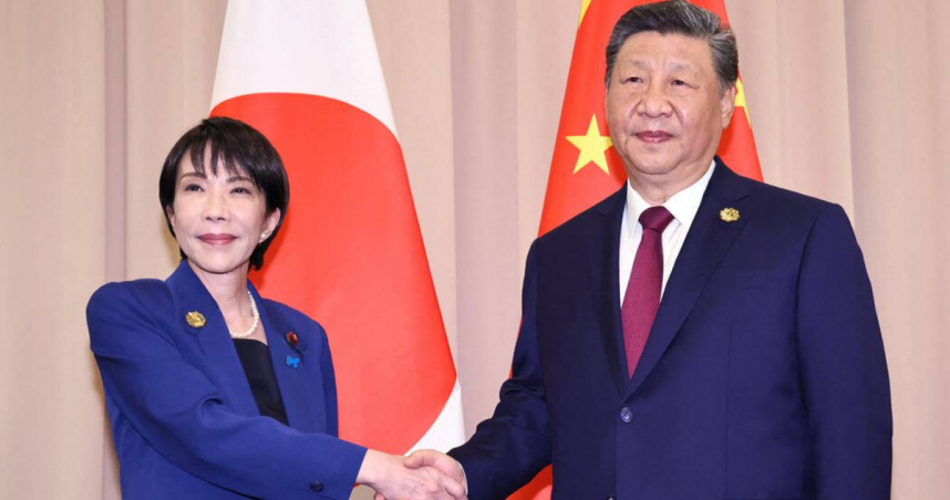 高市早苗與習近平上個月在釜山會晤。（圖／大陸外交部）