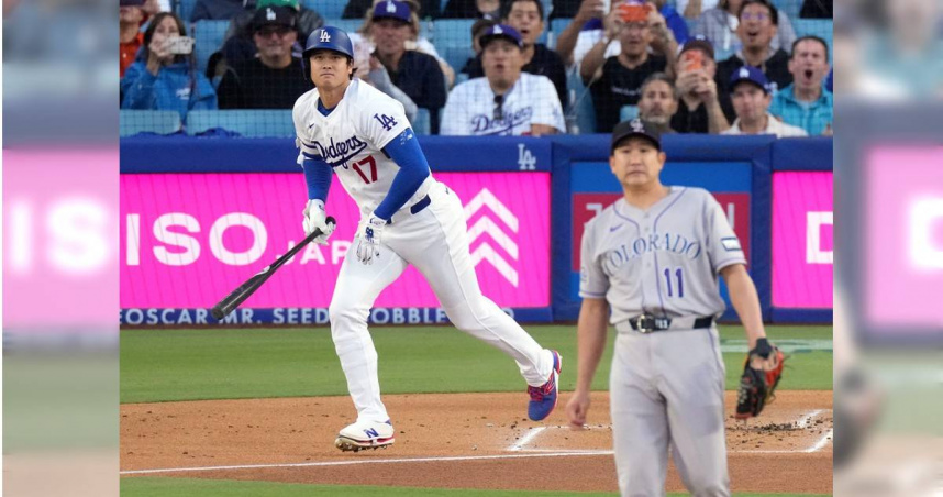 大谷翔平棒打同胞菅野智之。（圖／達志／美聯社）