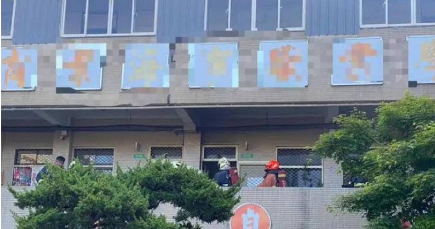 中華商業海事職業學校今日發生火警，教具間起火燃燒無人傷亡。（圖／翻攝畫面）