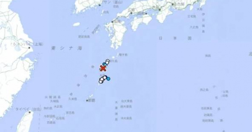 日本時間6時29分（台灣時間5時29分）鹿兒島縣吐噶喇群島一帶再發生規模5.3地震。（圖／翻攝自日本氣象廳）