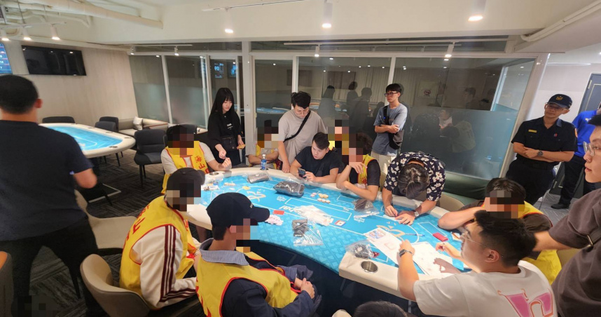 新北某職業賭場藏身銀行樓上，更以合法掩護非法，近日遭警方查獲逮捕。（圖／翻攝畫面）