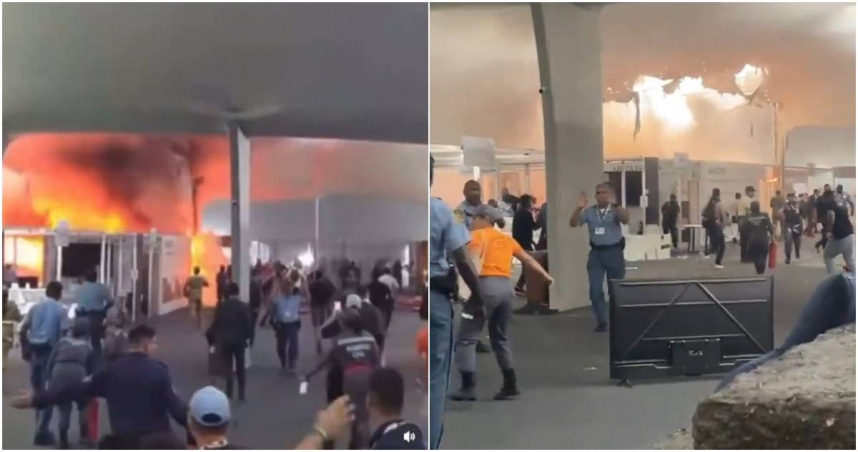 巴西貝倫（Belém）舉行的聯合國氣候變遷峰會（COP30）於美東時間20日，因場館突發火災而全面中斷。（合成圖／翻攝自X平台／@Anyguima2217）