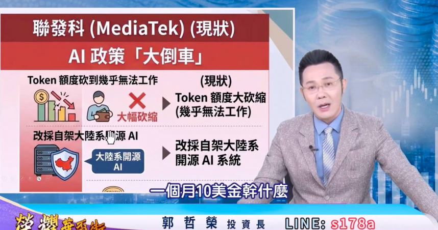 郭哲榮怒批聯發科高層亂下政策。（圖／翻攝YouTube／郭哲榮分析師-摩爾證券投顧）