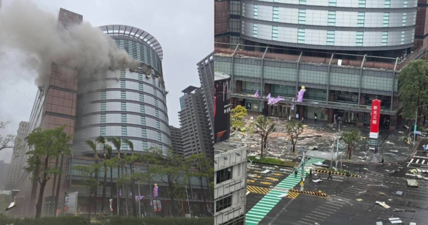 台中新光三越13日發生爆炸意外，造成自澳門遊台中的一家七口2死5傷。（圖／翻攝自記者爆料網）