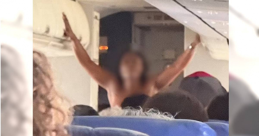 日前美國西南航空一架班機上出現女乘客失控裸奔，嚇壞眾人。（圖／翻攝自X）