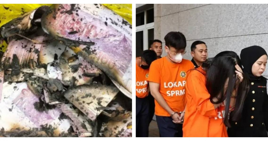 涉案現金750萬令吉起獲後，4名嫌疑人遭押解至布城法院接受調查。（圖／MACC提供）