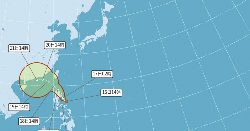 氣象署表示，熱帶性低氣壓TD20已於今天稍早已生成。（圖／氣象署）