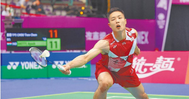 台灣「羽球一哥」周天成不到半小時晉級澳洲羽球公開賽男單16強。（圖／中華羽協提供）