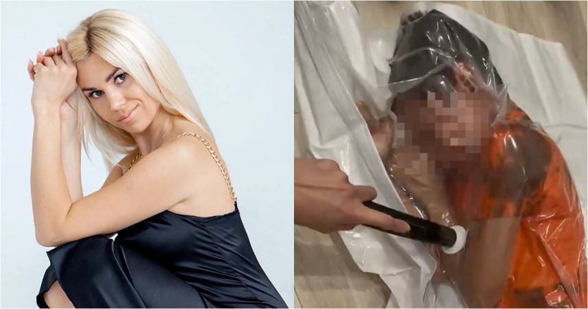 俄羅斯網紅因為無聊，將兒子裝進真空袋抽真空。（圖／翻攝太陽報）