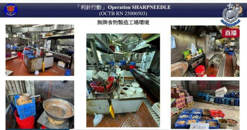 警方查獲黑幫集團經營的無牌食品加工場，涉嫌每天供應約800份工地便當牟利。（圖／翻攝自羊城晚報）