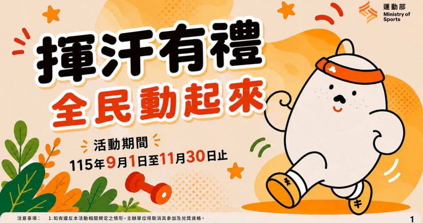 「揮汗有禮」活動9月1日開跑，提醒民眾上傳運動紀錄前，須確認截圖清楚顯示完整日期及運動數據。（圖／翻攝自臉書／運動部全民運動署）
