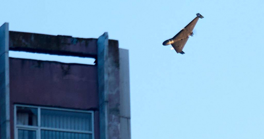 俄羅斯無人機襲擊烏克蘭基輔當地建築物。（圖／達志／美聯社）
