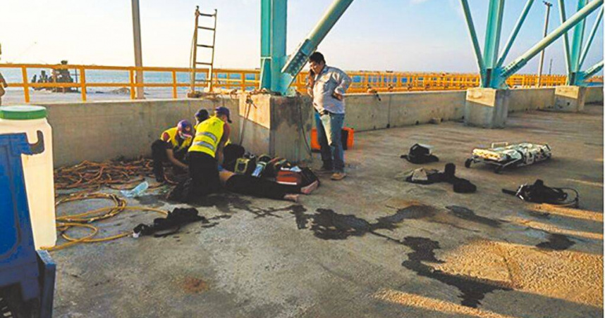 中油觀塘第三天然氣接收站，2日傍晚發生李姓水下作業人員不幸溺斃意外。該承攬商已2度發生工安意外，職安署北區職安中心將加重罰責。（圖／翻攝畫面）