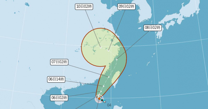 輕颱「丹娜絲」於今日凌晨生成。（圖／中央氣象署）