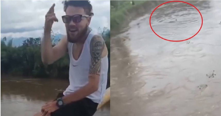 哥倫比亞一名男網紅蒙托亞直播跳橋，卻被湍流捲走喪命。（圖／翻攝自X／estoescali_）