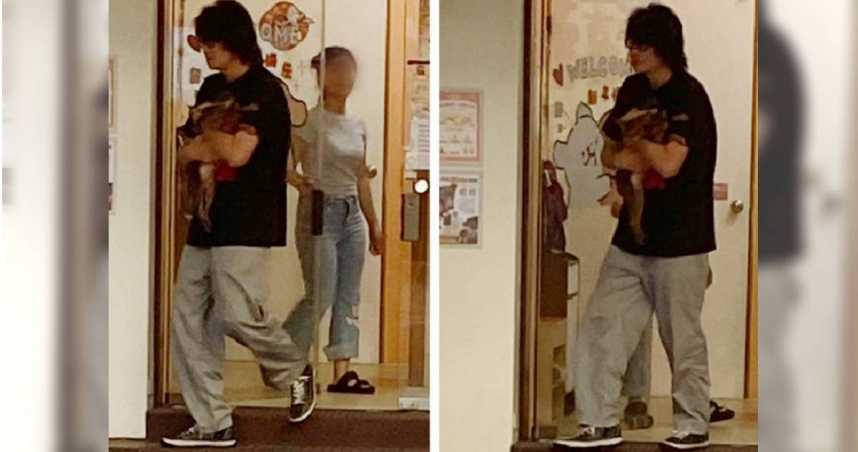 娛樂報報／游鴻明188公分身高緊抱超萌小杜賓　違停接狗滿眼寵溺