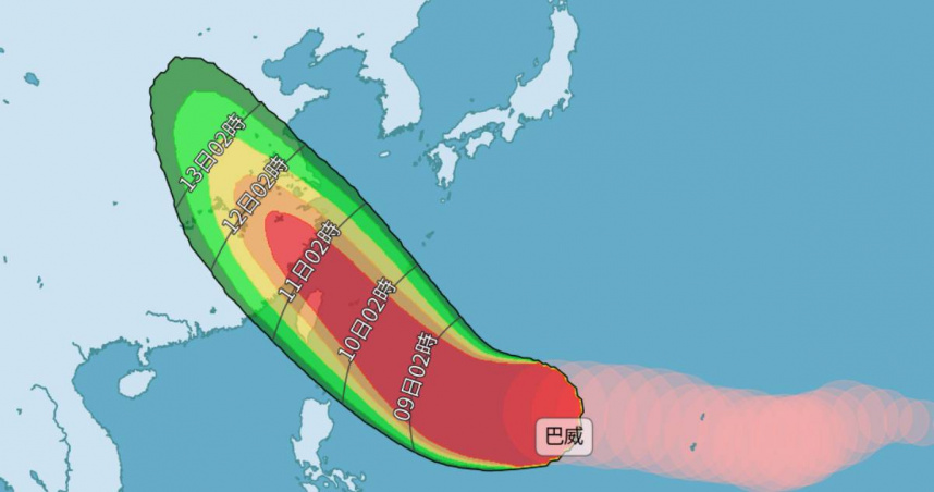 巴威持續向台灣逼近。（圖／氣象署）