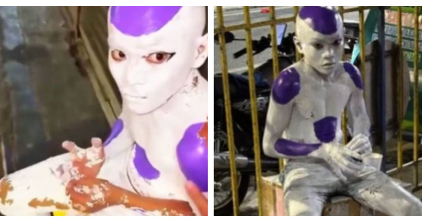 活動結束後，男童身上顏料難以清除，多人協助清洗。（圖／翻攝自臉書，Kachupetes 2.1）