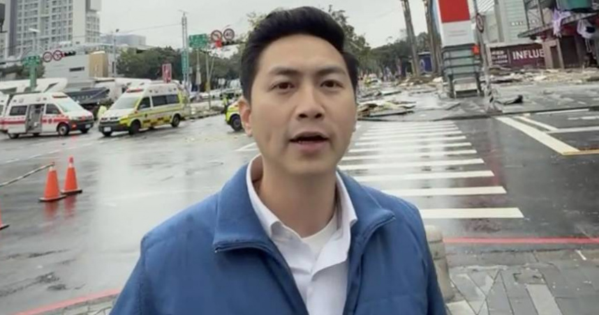 廖偉翔在台中氣爆案後趕到現場關切救災，卻被側翼網軍痛批作秀。（圖／截自廖偉翔臉書）