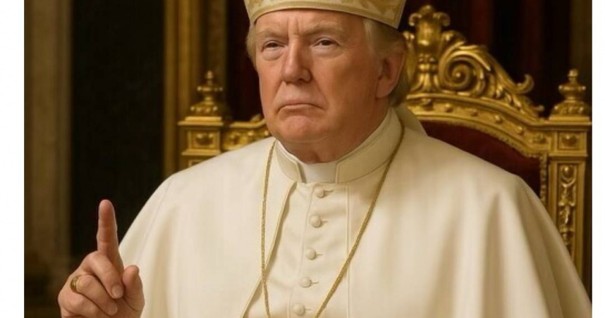 美國總統川普竟在自家社群媒體貼出他穿教宗服的照片。（圖／翻攝自Truth Social）