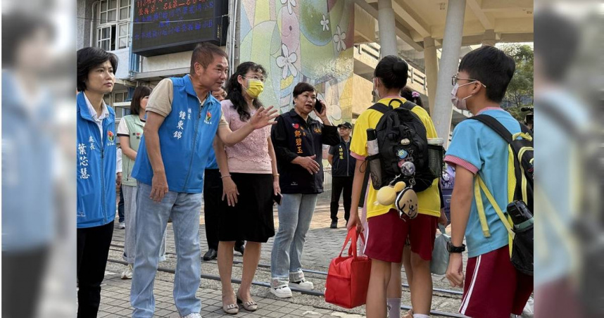 苗栗市昨（2）日發生隨機殺人案，造成2名國小女童及1名男子受傷。縣長鍾東錦今日前往校園視察護童勤務，強調追蹤高風險人口及加強校園安全的重要性。（圖／中國時報呂麗甄攝）