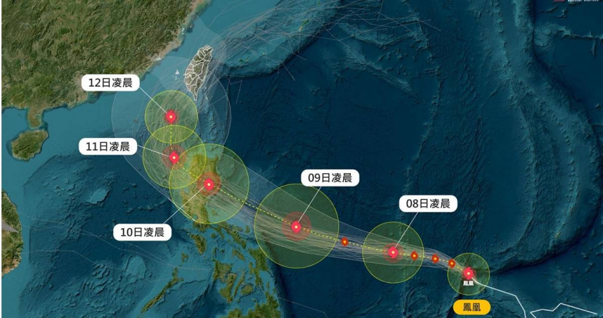 鳳凰颱風最新路徑曝光。（圖／翻攝自Facebook／《台灣颱風論壇｜天氣特急》）