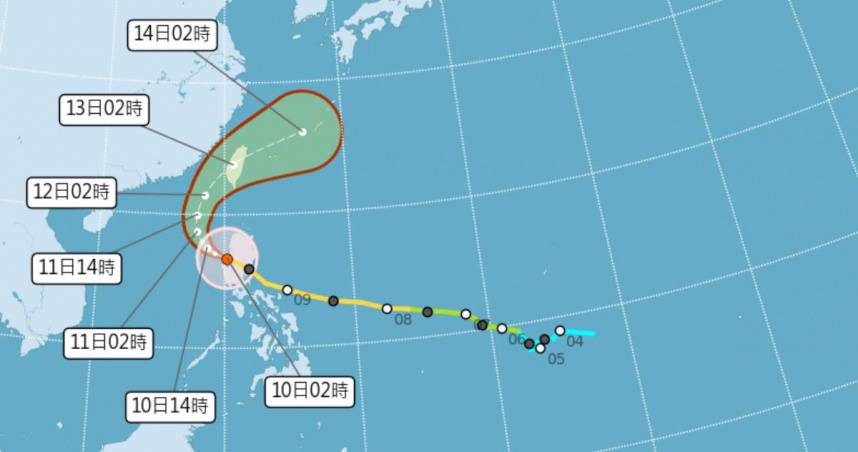 鳳凰颱風最新路徑圖。（圖／氣象署）