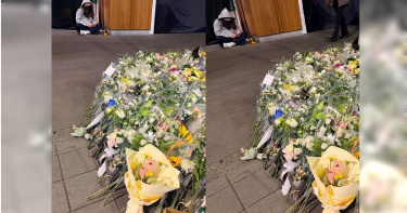 有民眾22日前往祭悼獻花，意外目睹蕭姓騎士姊姊在旁祭悼痛哭。（圖／民眾提供）