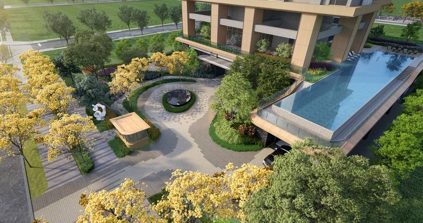 台中十四期漢神洲際旁指標案「遠雄丰尚」，將渡假感帶入生活，打造「百貨日常 × 精品酒店泳池宅」。（圖／業者提供）