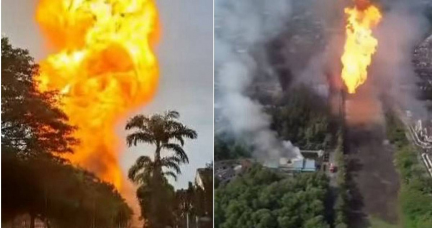 馬來西亞雪蘭莪州的一處天然氣管線破裂，釀成大火。（圖／翻攝自臉書）