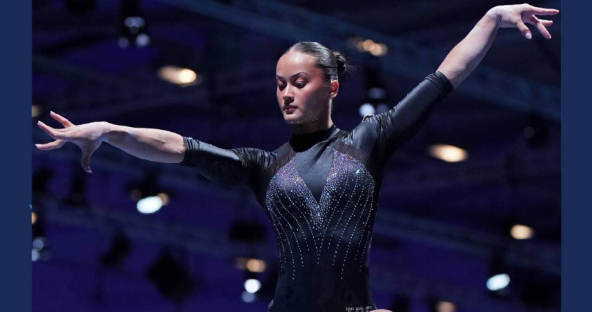 混血體操好手陳瑞安世大運奪銅牌，為台灣女子競技體操項目寫下新歷史。（圖／翻攝大專體總）