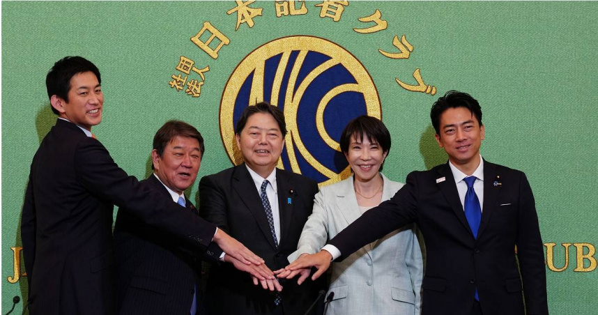 日本自民黨總裁選將於10月4日登場，五位候選人角逐黨魁。（圖／達志／美聯社，下同）