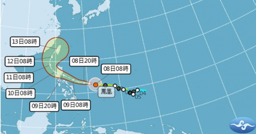 中颱「鳳凰」可能在下週三晚間到週四上午登陸台灣西部。（圖／中央氣象署）
