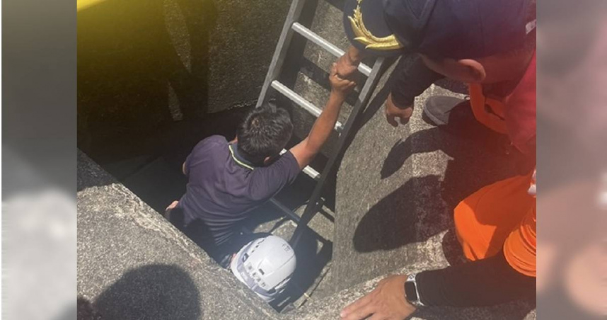 男子小峇里島跌落消波塊受傷送醫。（圖／翻攝畫面）
