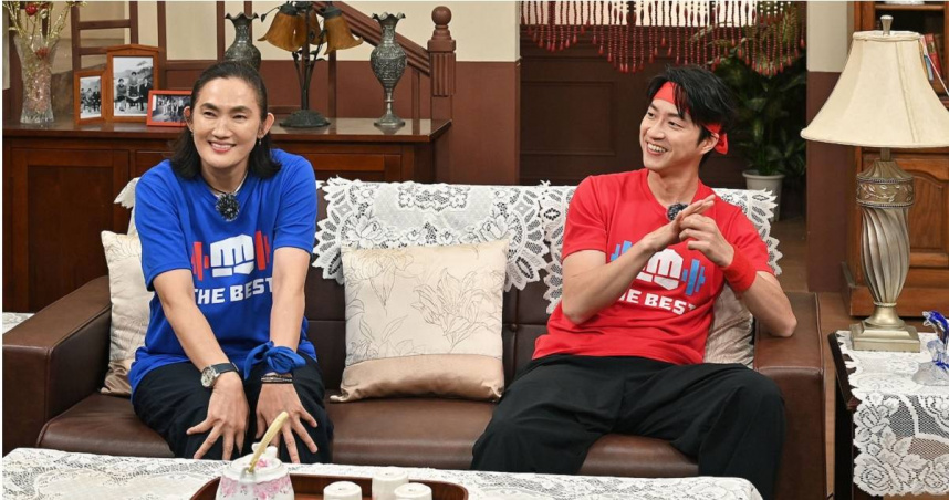 錢薇娟與江宏傑戲癮上身，在棚內即興上演宛如8點檔般的狗血橋段。（圖／全城地圖：最強明星隊提供）