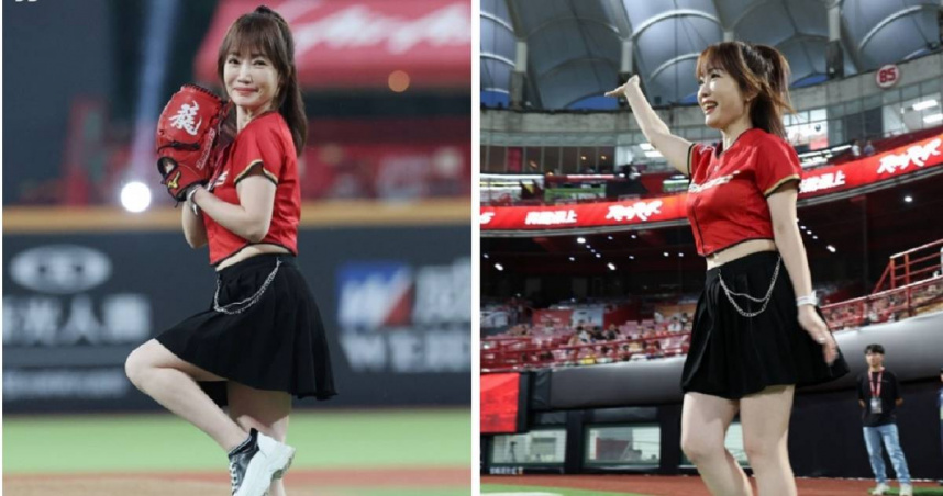 前主播蕭彤雯昨晚擔任味全龍的開球嘉賓。（圖／翻攝自味全龍、蕭彤雯臉書）