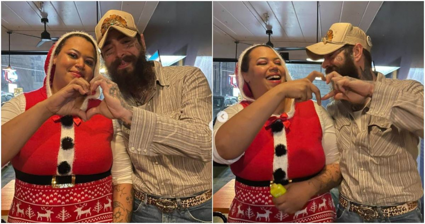 巨星·馬龍（Post Malone）向36歲的單親媽媽、調酒師布朗（Renee Brown）支付了2萬美元的小費。（合成圖／翻攝自Instagram／dazedncnfuzed）