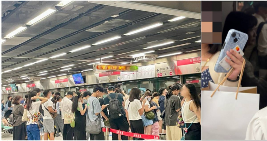 一名年輕女乘客（右）搭捷運時不滿手中蛋糕被婦人觸碰，因此怒踩對方一腳。（圖／報系資料照、Threads@hsujosh）